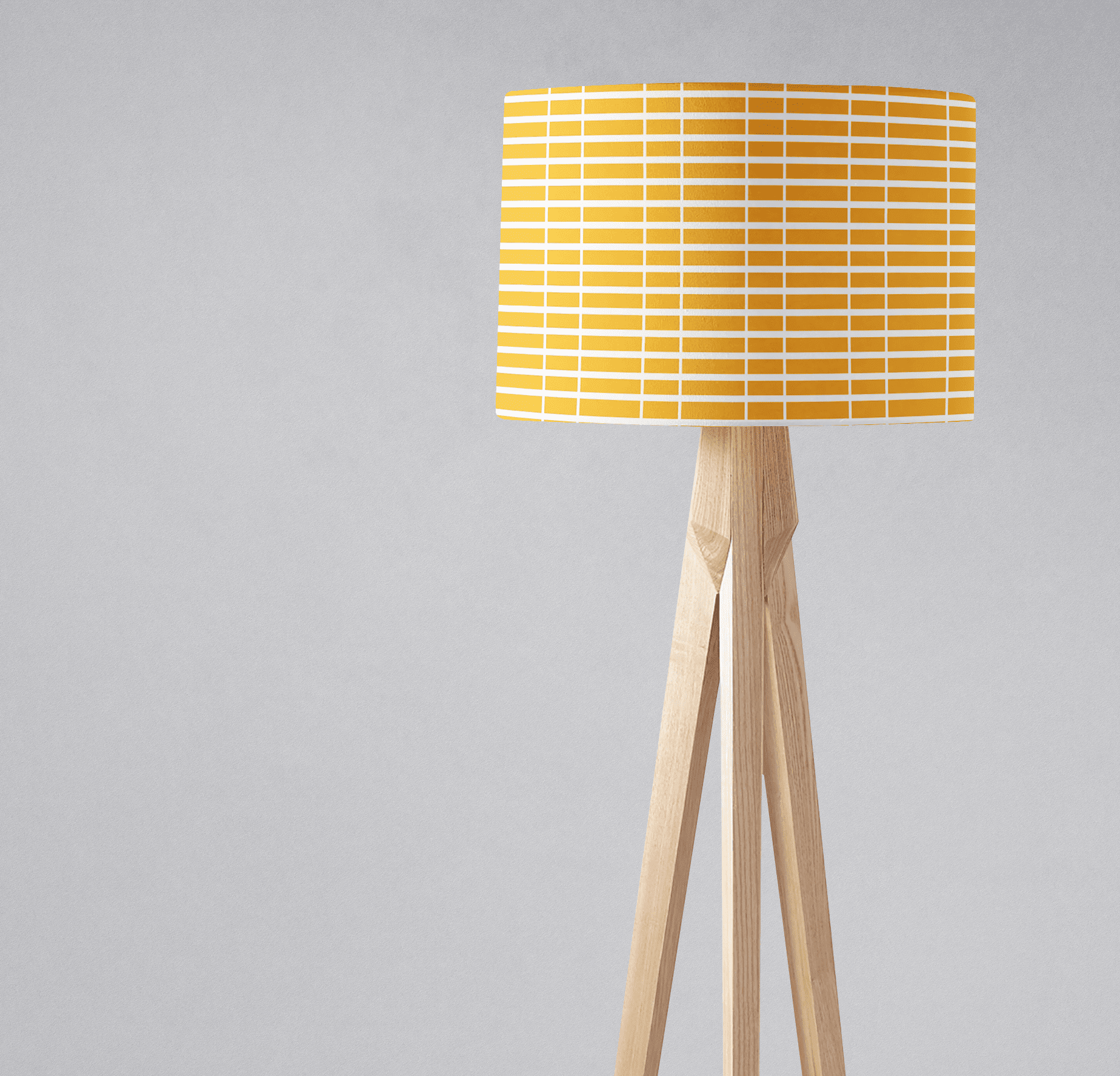 Yellow with White Geometric Stripes Lampshade, Ceiling or Table Lamp Shade