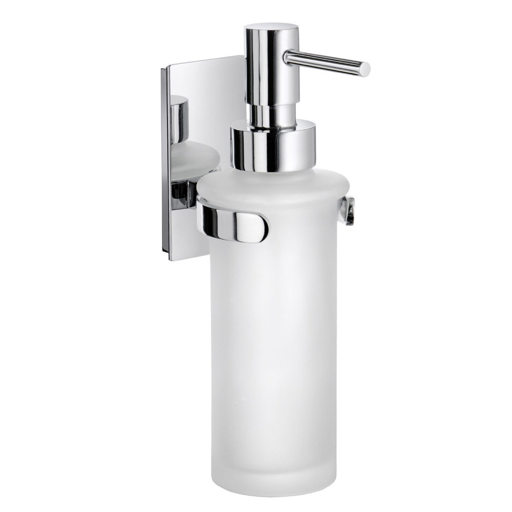 Polished Chrome Wall Soap Dispenser with Frosted Glass