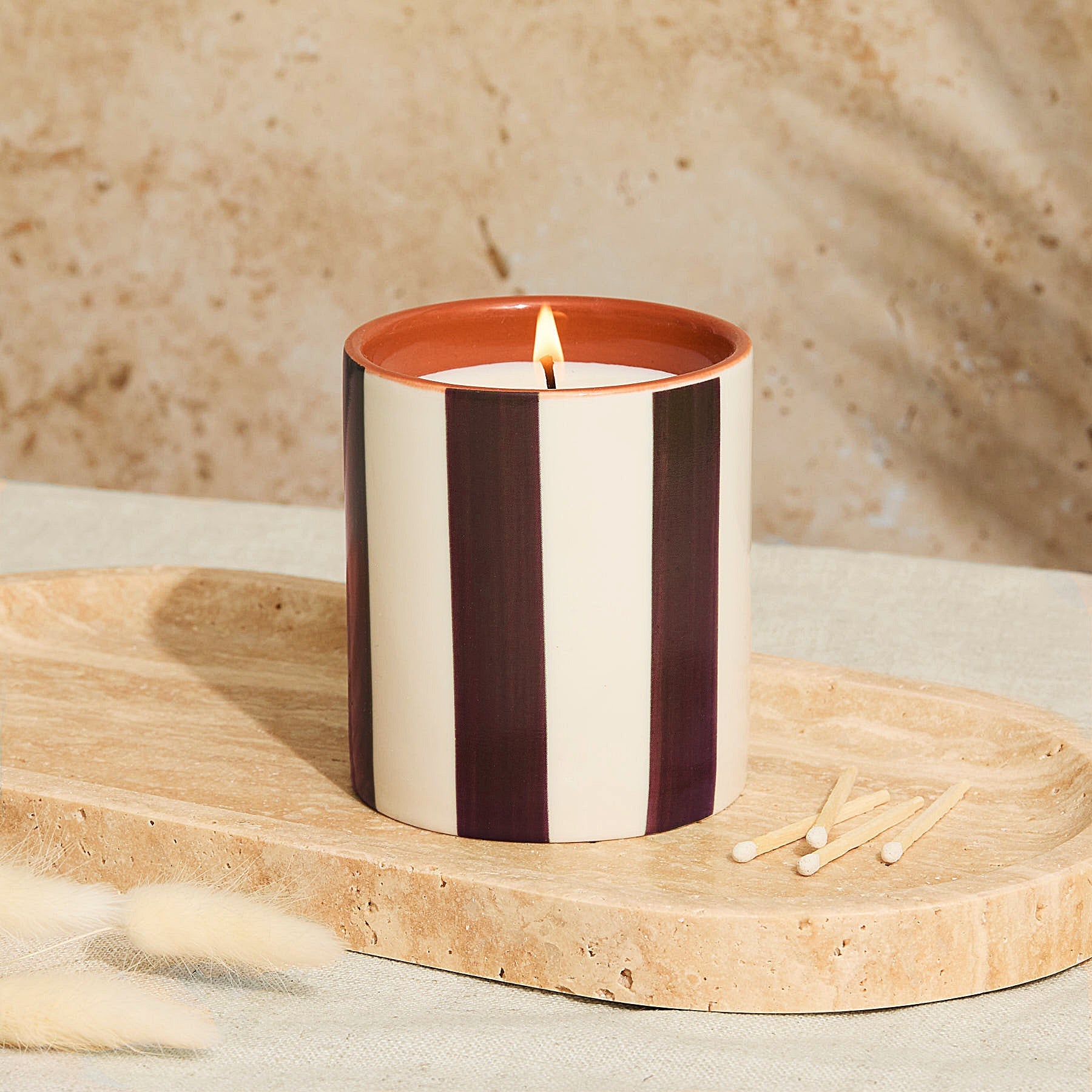 Marrakesh: Chocolate Striped Candle
