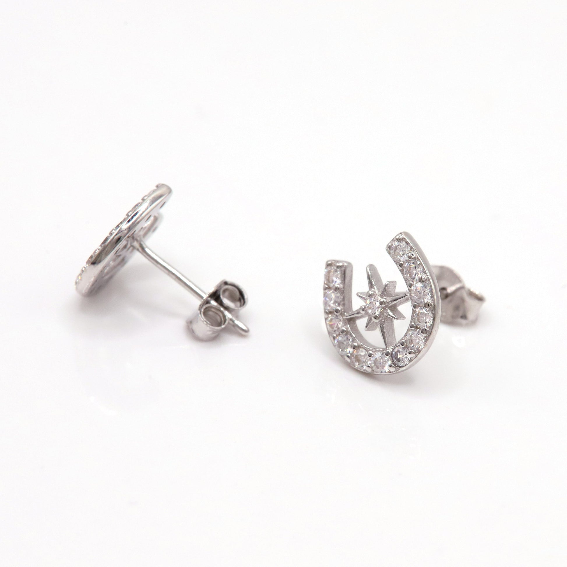Zada Horseshoe Star Stud Earrings | 925 Sterling Silver