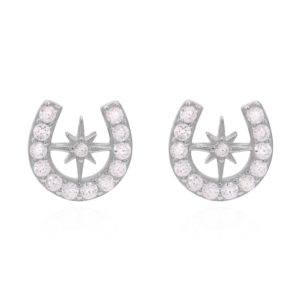 Zada Horseshoe Star Stud Earrings | 925 Sterling Silver