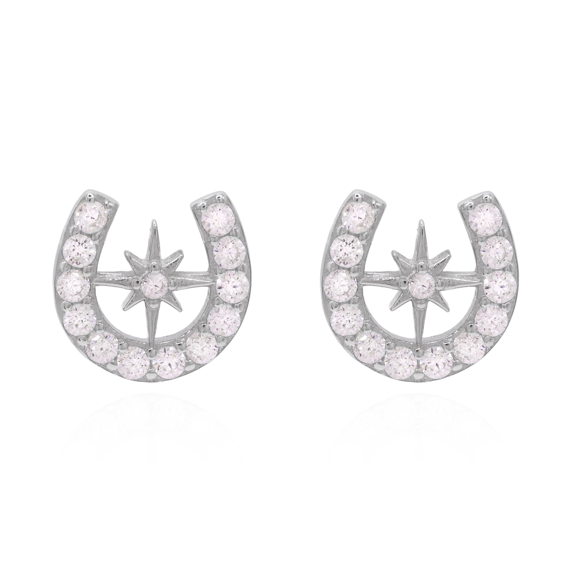 Zada Horseshoe Star Stud Earrings | 925 Sterling Silver