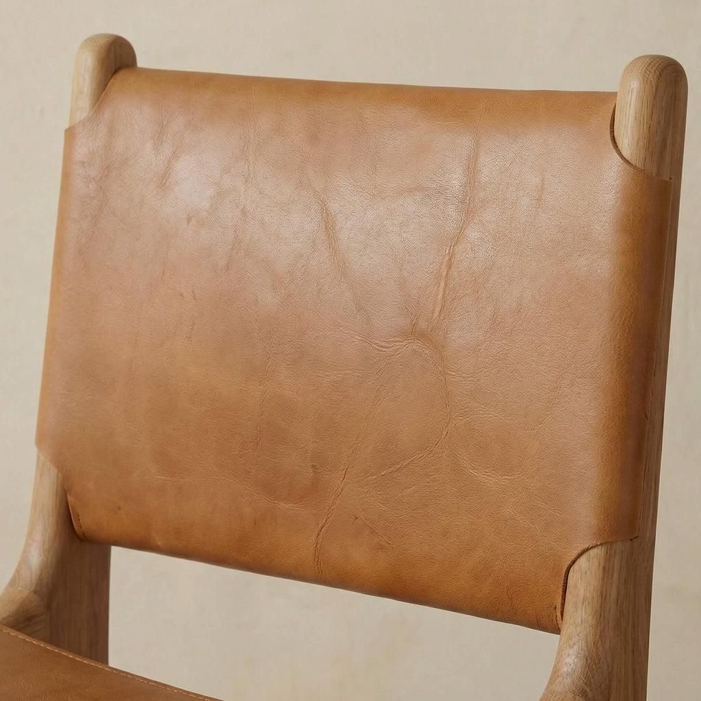 Zara Teak & Leather Bar Stool