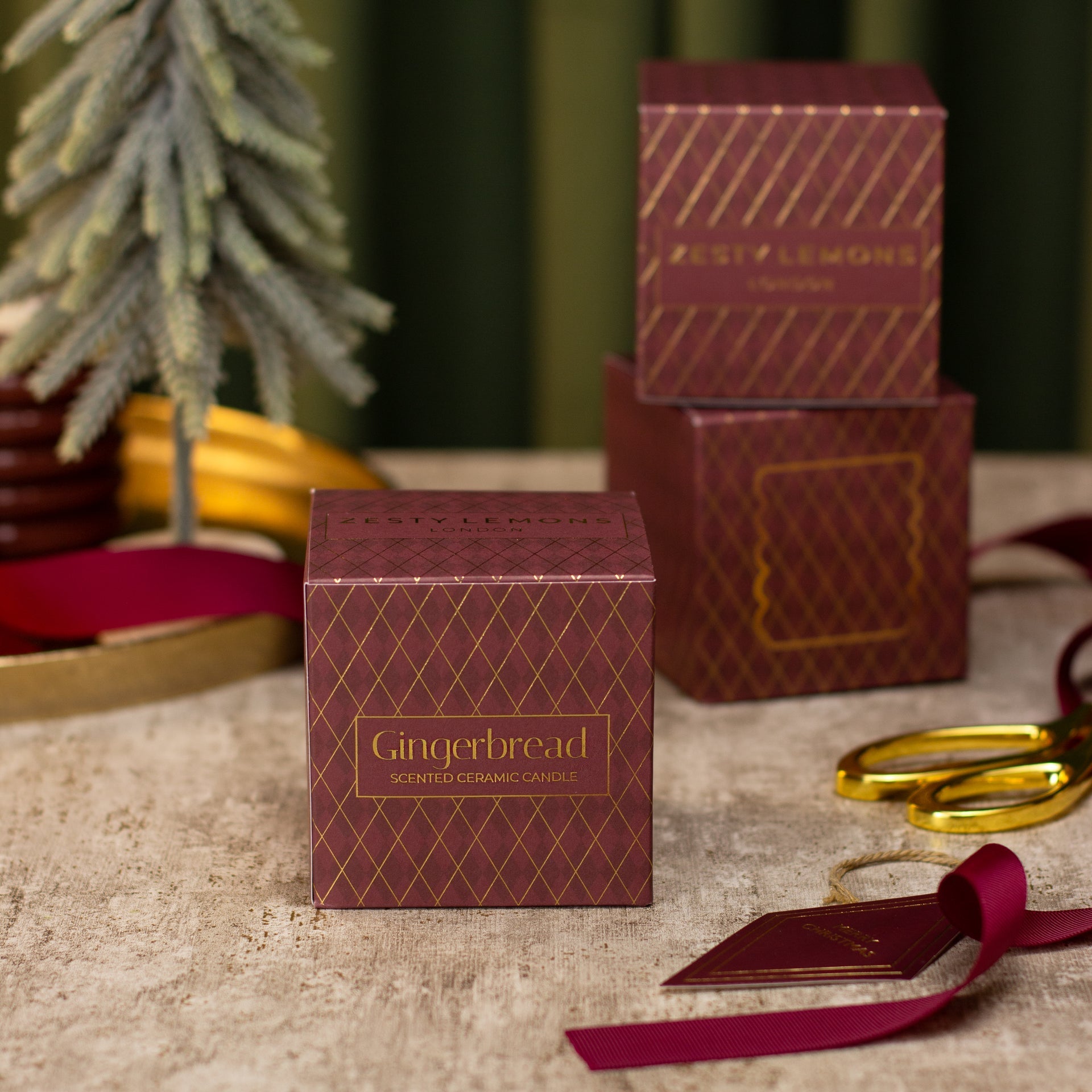 Under the Tree: Burgundy Gingerbread Candle - Gingerbread