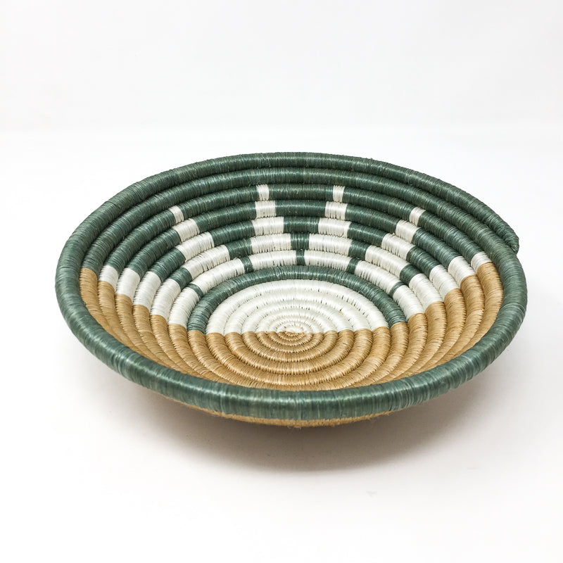Woven Sisal Bowl in Black and Teal