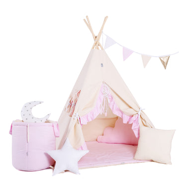 Soft Pink Fairytale Tipi Tent – Magical Kids' Play Space by Sówka at brixbailey.com