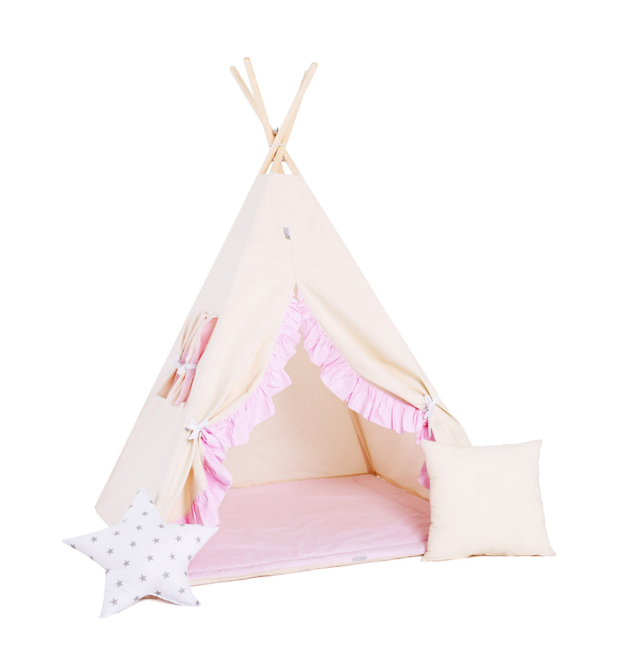 Soft Pink Tipi Tent Set – Fairytale Play & Cozy Nook by Sówka at brixbailey.com