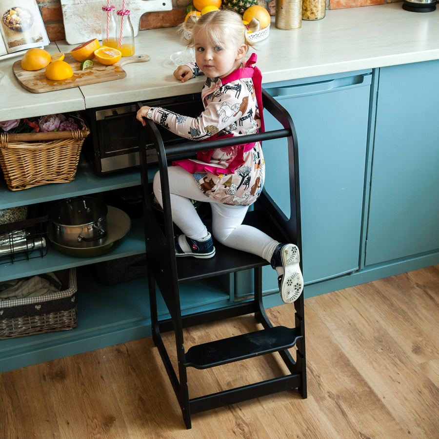 Adjustable Montessori Helper Tower Step Stool for Kids – Safe & Durable by Montessori House Bed at www.brixbailey.com