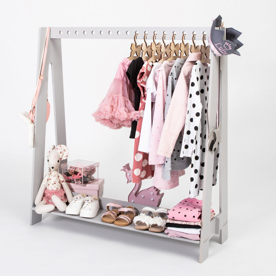 Versatile Toddler Dress-Up Clothing Rack – Montessori Inspired by Montessori House Bed at www.brixbailey.com