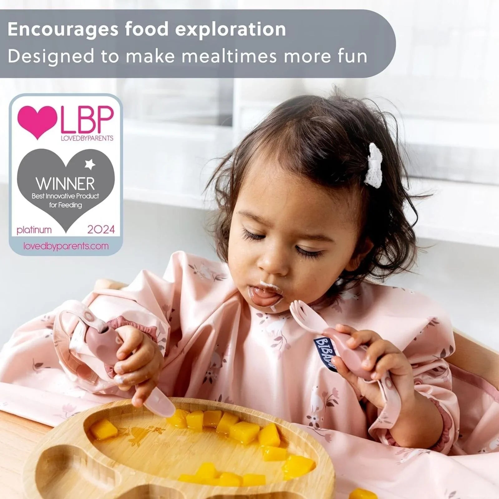 Attachable Weaning Cutlery Set 6 months Plus Pack of 2 Blush