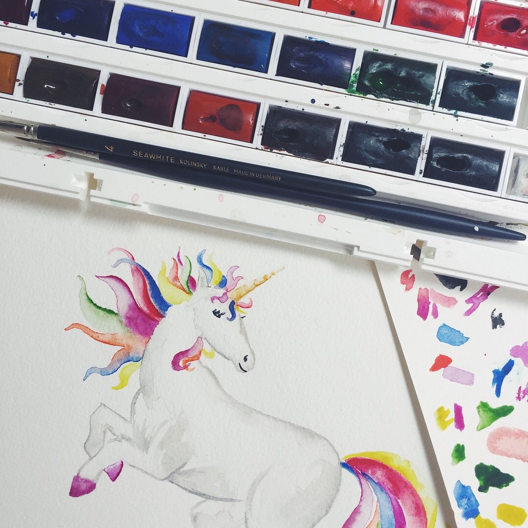 Personalised Watercolour Unicorn Print