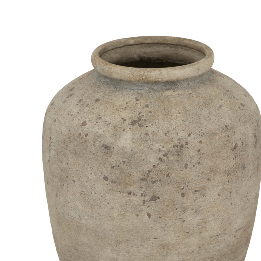 Handcrafted Deruta ceramic vase in mottled grey, 40cm tall with textured finish, perfect for floral arrangements. by Sostter at brixbailey.com