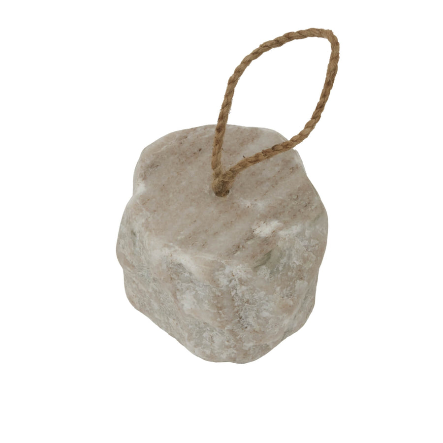 Handcrafted white marble doorstop with gray veining, minimalist geometric design for elegant home decor by Sostter at brixbailey.com