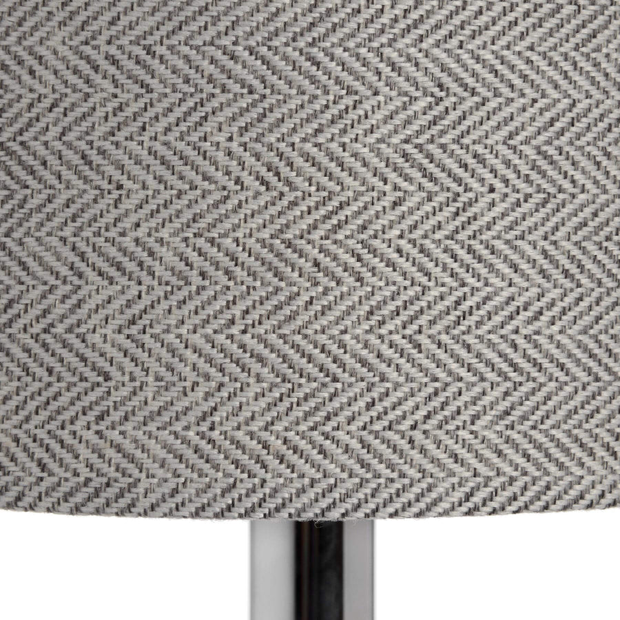 Chrome table lamp with hand-cut glass detailing and herringbone pattern in sophisticated silver finish, 71cm tall. by Hill Interiors at brixbailey.com