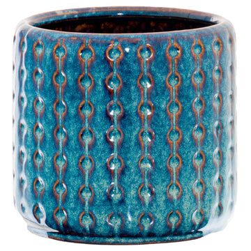 Handcrafted indigo ceramic planter with deep blue glaze, Mediterranean-inspired coastal modern design. by Sostter at brixbailey.com