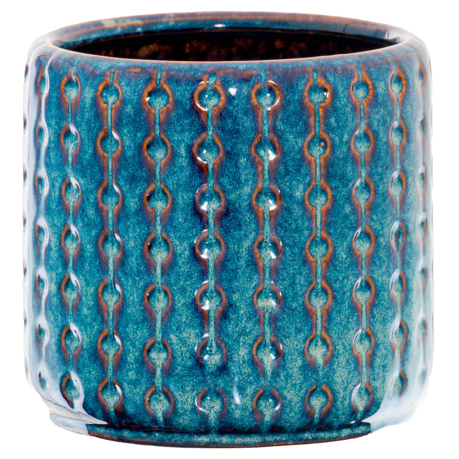 Handcrafted indigo ceramic planter with deep blue glaze, Mediterranean-inspired coastal modern design. by Sostter at brixbailey.com