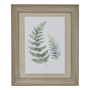 Watercolor fern art in muted greens with natural wood frame, handcrafted botanical illustration for home decor by Sostter at brixbailey.com