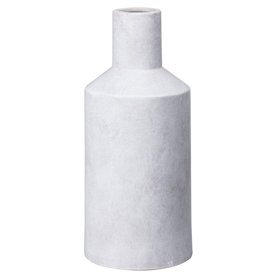 Handcrafted Darcy Sutra vase in warm stone, textured ceramic with slender neck for floral arrangements, 35cm tall by Sostter at brixbailey.com