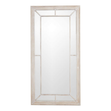 Distressed wood window mirror with multi-paned design, rustic brown frame, and weathered finish, 200cm x 100cm. by Sostter at brixbailey.com