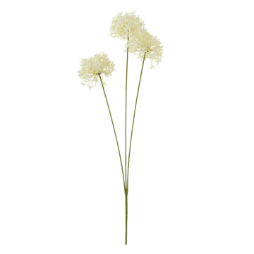 Cream allium spray faux floral with realistic lacy blooms, soft cream ornamental onion flowers, 25-inch home decor accent by Sostter at brixbailey.com