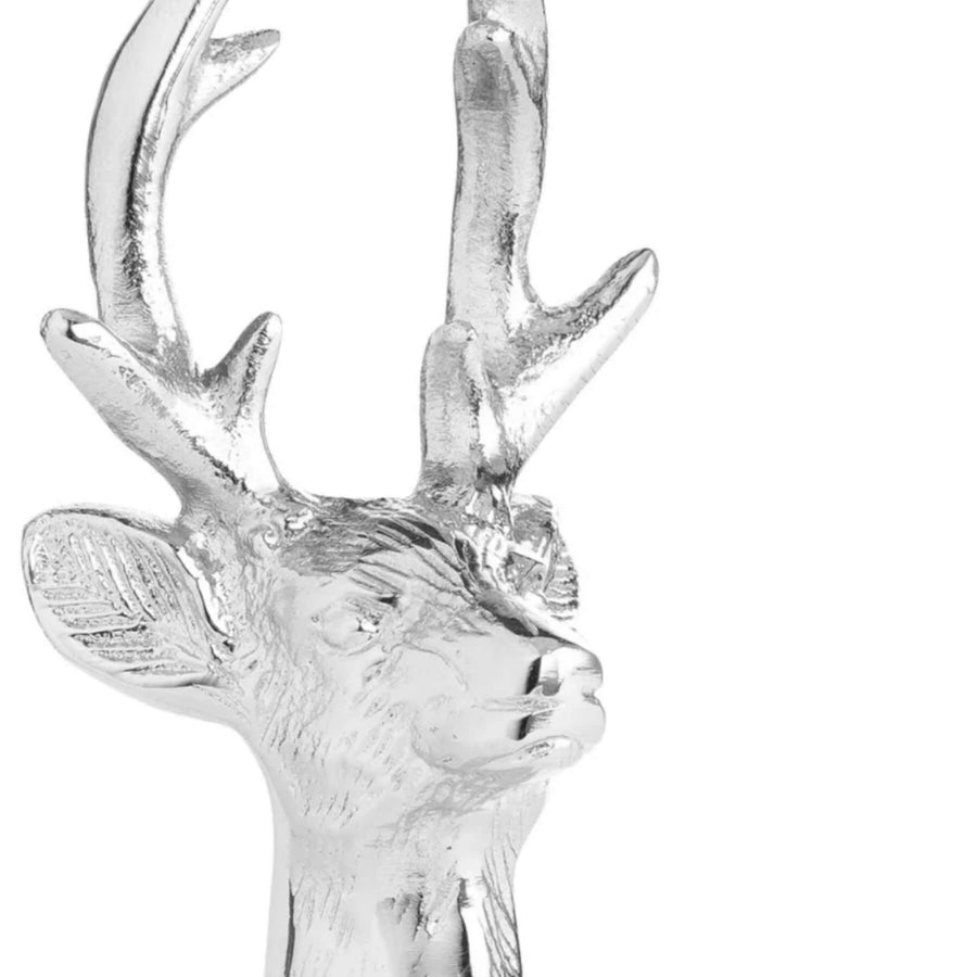 Silver nickel reindeer wine bottle stopper with Nordic design, durable metal construction, and elegant silver finish. by Sostter at brixbailey.com