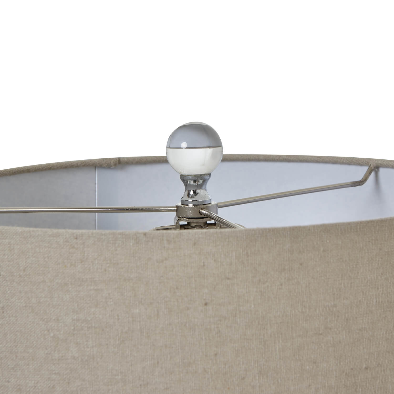 Grey ombre glass table lamp with linen shade, hand-blown base, and elegant gradient design for modern home decor. by Sostter at brixbailey.com