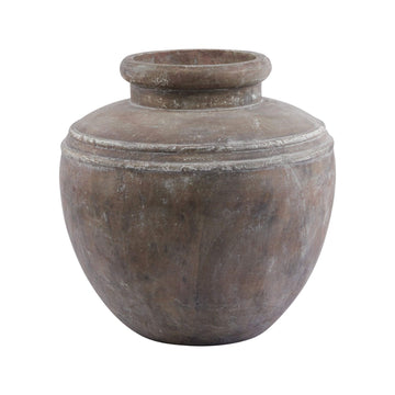Large brown ceramic water pot with textured surface, wide mouth, and Mediterranean design, 39 cm tallby Sostter at brixbailey.com
