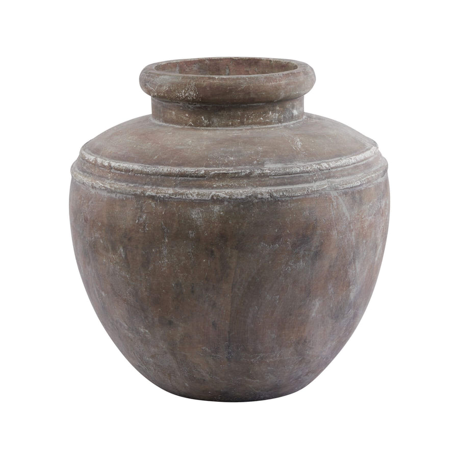 Large brown ceramic water pot with textured surface, wide mouth, and Mediterranean design, 39 cm tallby Sostter at brixbailey.com