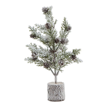 Miniature snow-dusted fir tree on rustic wood base with lifelike pinecones, perfect for winter decor   

- **Keywords included:** miniature fir tree, snow-dusted, rustic wood base, pinecones, winter decor  
- **Clear description:** Visually conveys the product's realistic details and seasonal appeal  
- **SEO & accessibility optimized:** Concise yet descriptive for both search engines and screen readers by Sostter at brixbailey.com