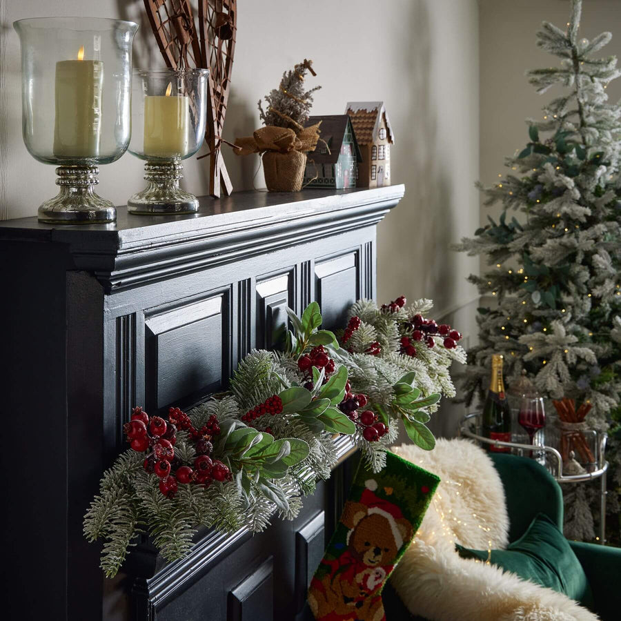 Handcrafted red winter berry stems with glossy finish, perfect for holiday decor arrangements by Sostter at brixbailey.com