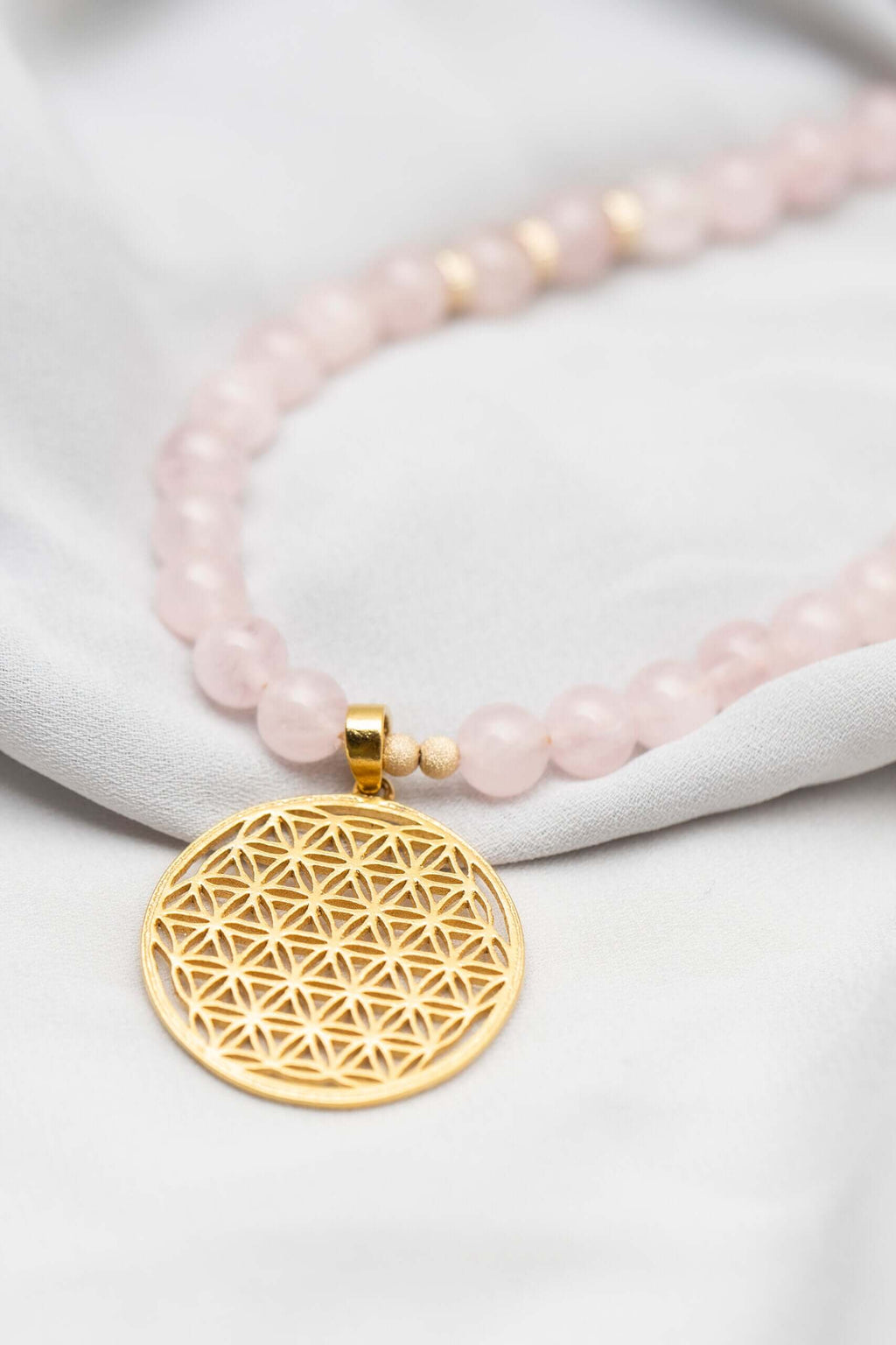 Ethical 3D Printed Rose Quartz Flower of Life Bracelet – NVBK by New Vintage by Kriss at brixbailey.com