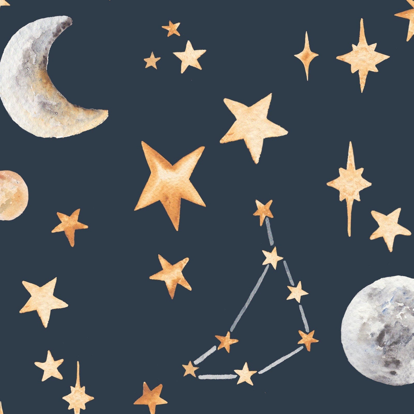 "Hand-Painted Stars Wallpaper for Kids – 4 Dreamy Colours