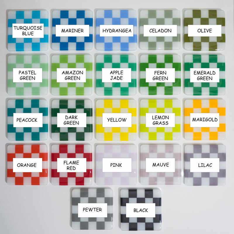 10cm Chequered Soft White/Colour Coaster - Oceanside Collection