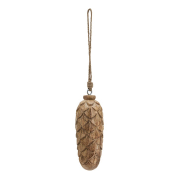 Handcrafted wooden pine cone ornament with natural wood texture, rustic holiday decor for trees or wreaths. by Sostter at brixbailey.com