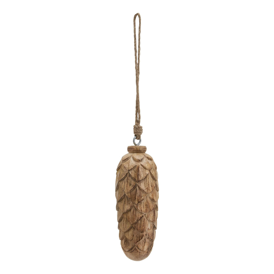 Handcrafted wooden pine cone ornament with natural wood texture, rustic holiday decor for trees or wreaths. by Sostter at brixbailey.com