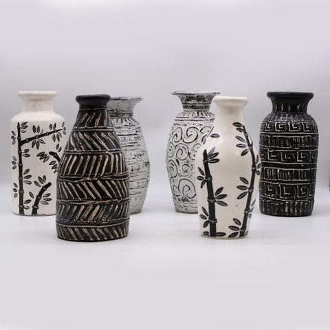 Classic Shaped Dry Flowers Vase - Cream
