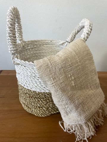 Set of 3 Natural Seagrass Storage Baskets 14-16-17 cm