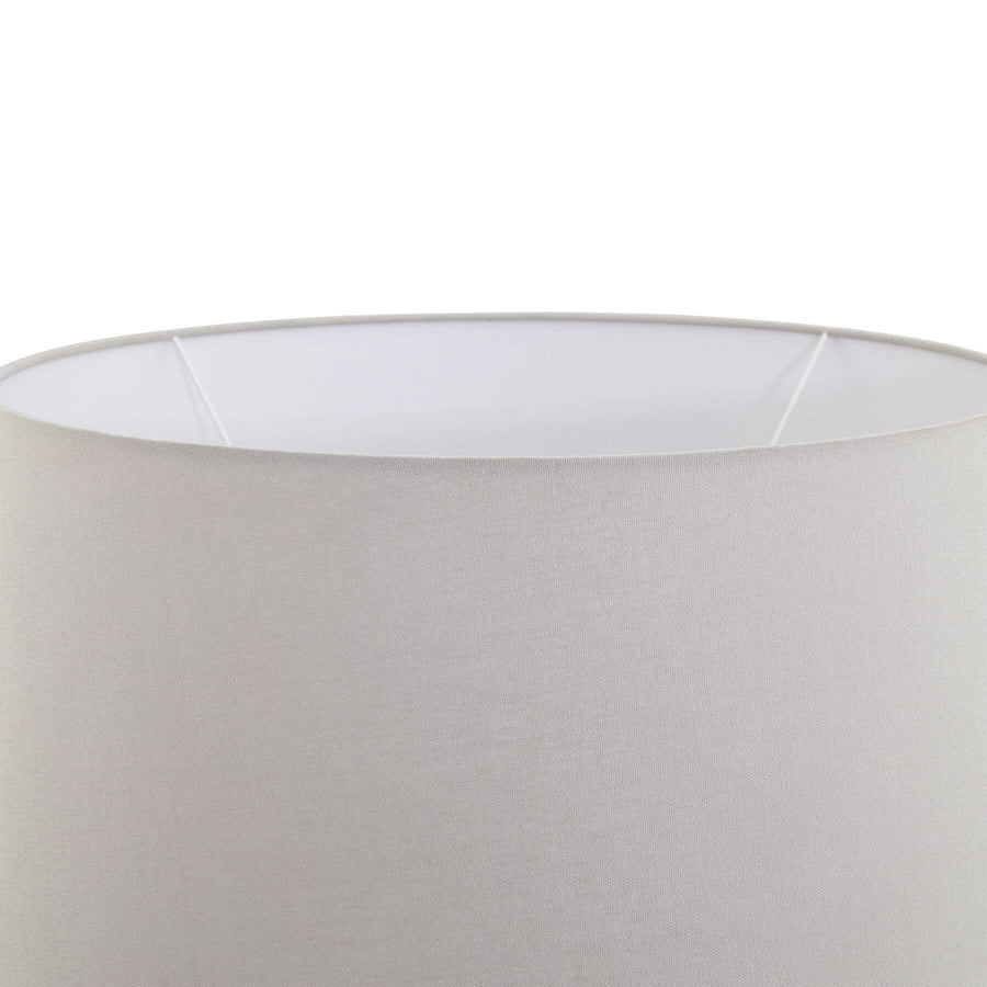 Large Tiber ceramic lamp with speckled stone finish and grey fabric shade for modern farmhouse decor by Sostter at brixbailey.com