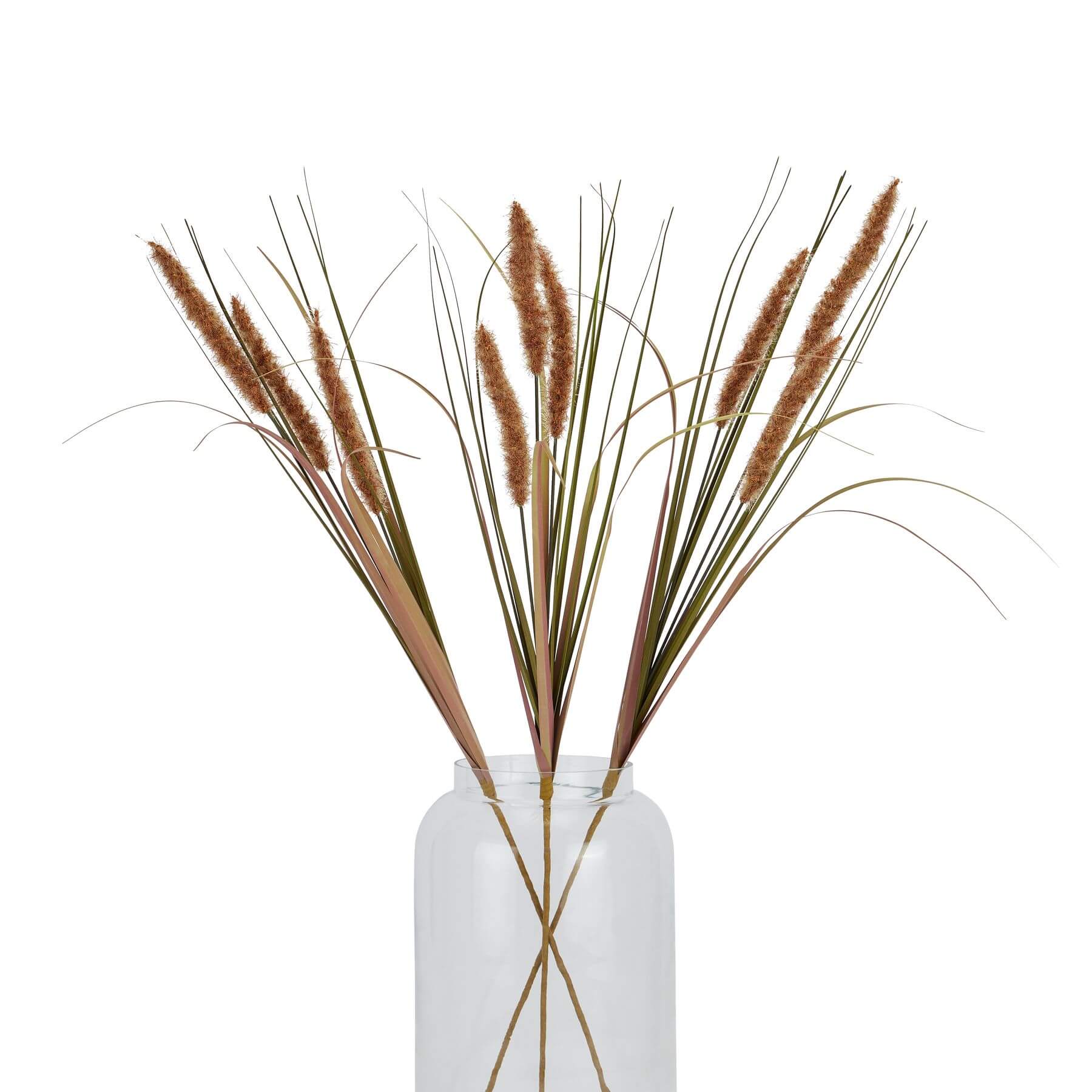 Three lifelike terracotta grass stems in warm brown, 80cm tall, for rustic or boho home decor by Sostter at brixbailey.com