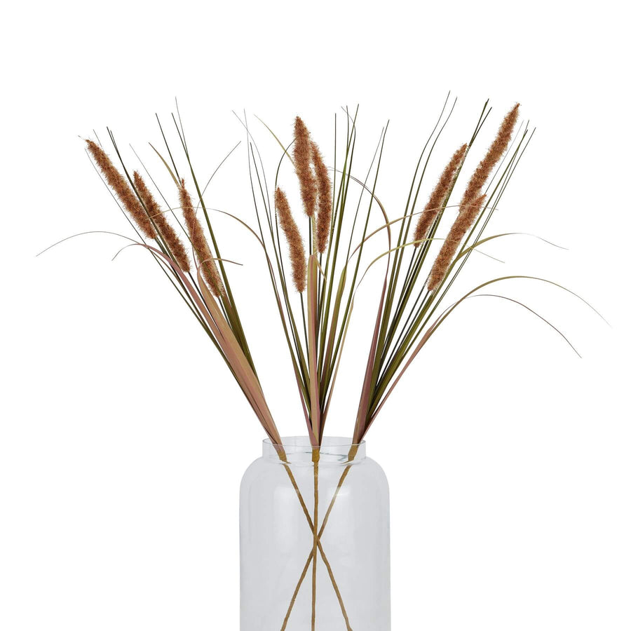 Three lifelike terracotta grass stems in warm brown, 80cm tall, for rustic or boho home decor by Sostter at brixbailey.com
