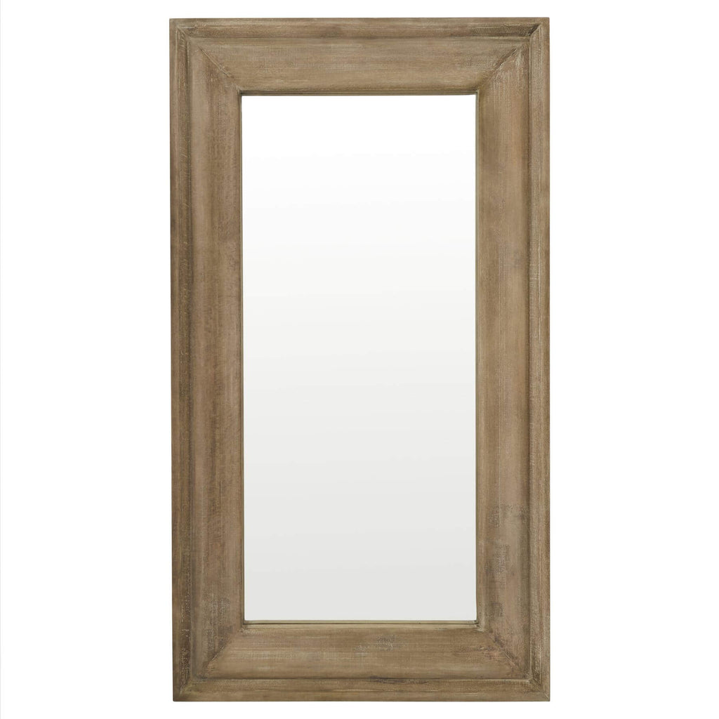 Full-length bleached hardwood mirror with warm patina, Parisian-style frame, 200cm tall, for modern or traditional interiors by Sostter at brixbailey.com