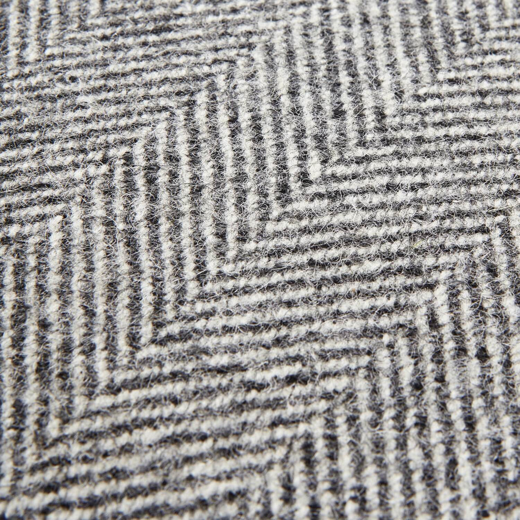 Grey herringbone wool cushion with piped edges, 45cm x 45cm, artisan-crafted home decor accent by Sostter at brixbailey.com