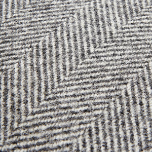Grey herringbone wool cushion with piped edges, 45cm x 45cm, artisan-crafted home decor accent by sostter at brixbailey.com