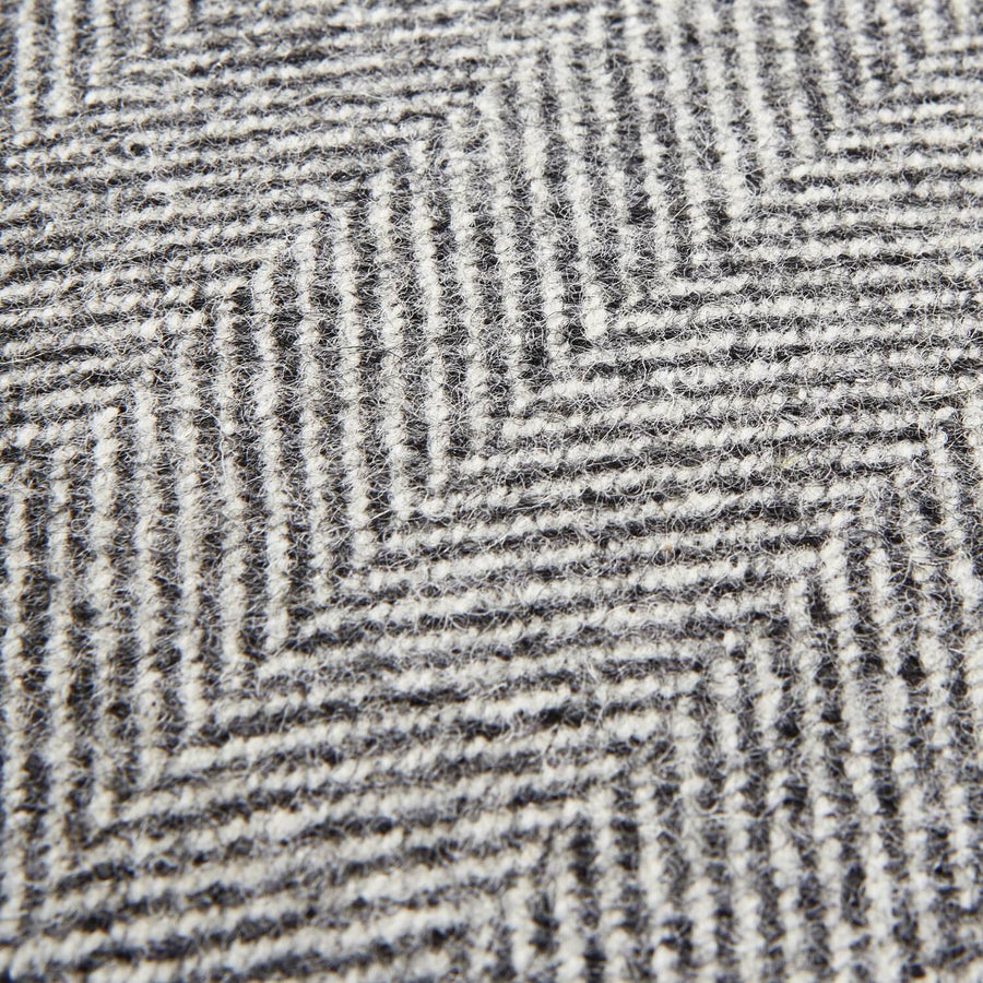 Grey herringbone wool cushion with piped edges, 45cm x 45cm, artisan-crafted home decor accent by Sostter at brixbailey.com