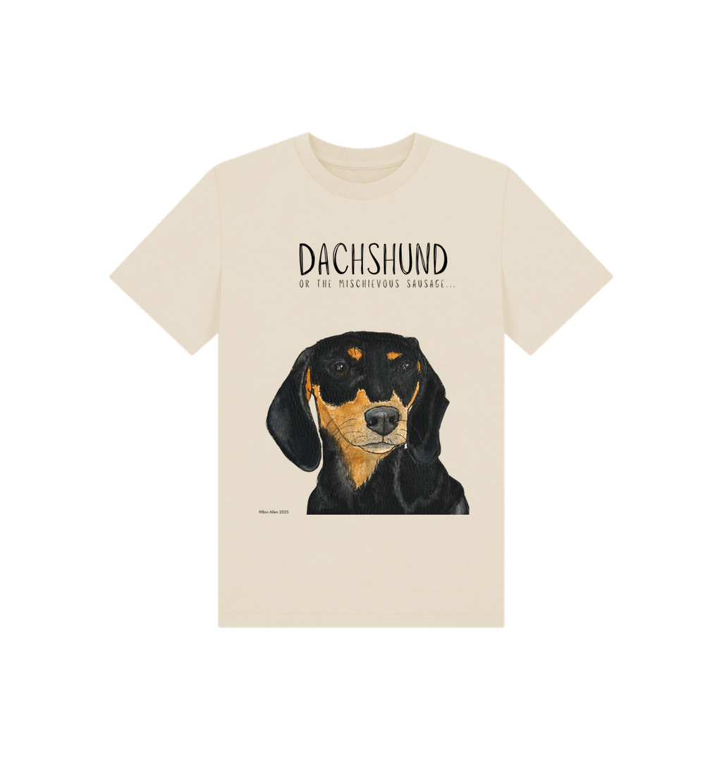 Mischievous Black & Tan Hot Dog Kids' T-Shirt – Small Pup, Big Attitude!