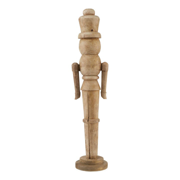 Handcrafted wooden nutcracker, 60cm tall, rich brown finish, rustic-modern holiday decor centerpiece by Sostter at brixbailey.com