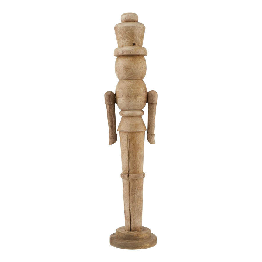Handcrafted wooden nutcracker, 60cm tall, rich brown finish, rustic-modern holiday decor centerpiece by Sostter at brixbailey.com