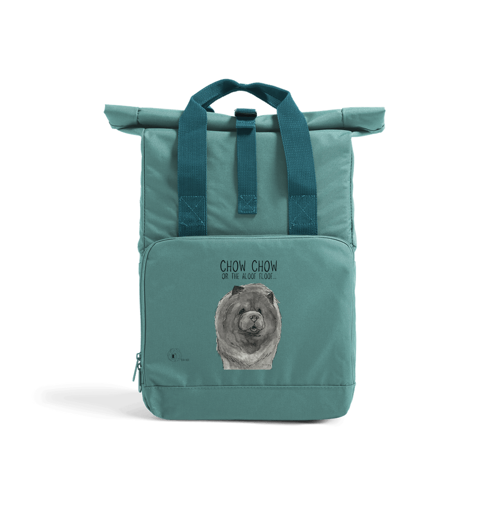 Blue Chow Chow Chic: Aloof Floof Roll-Top Backpack