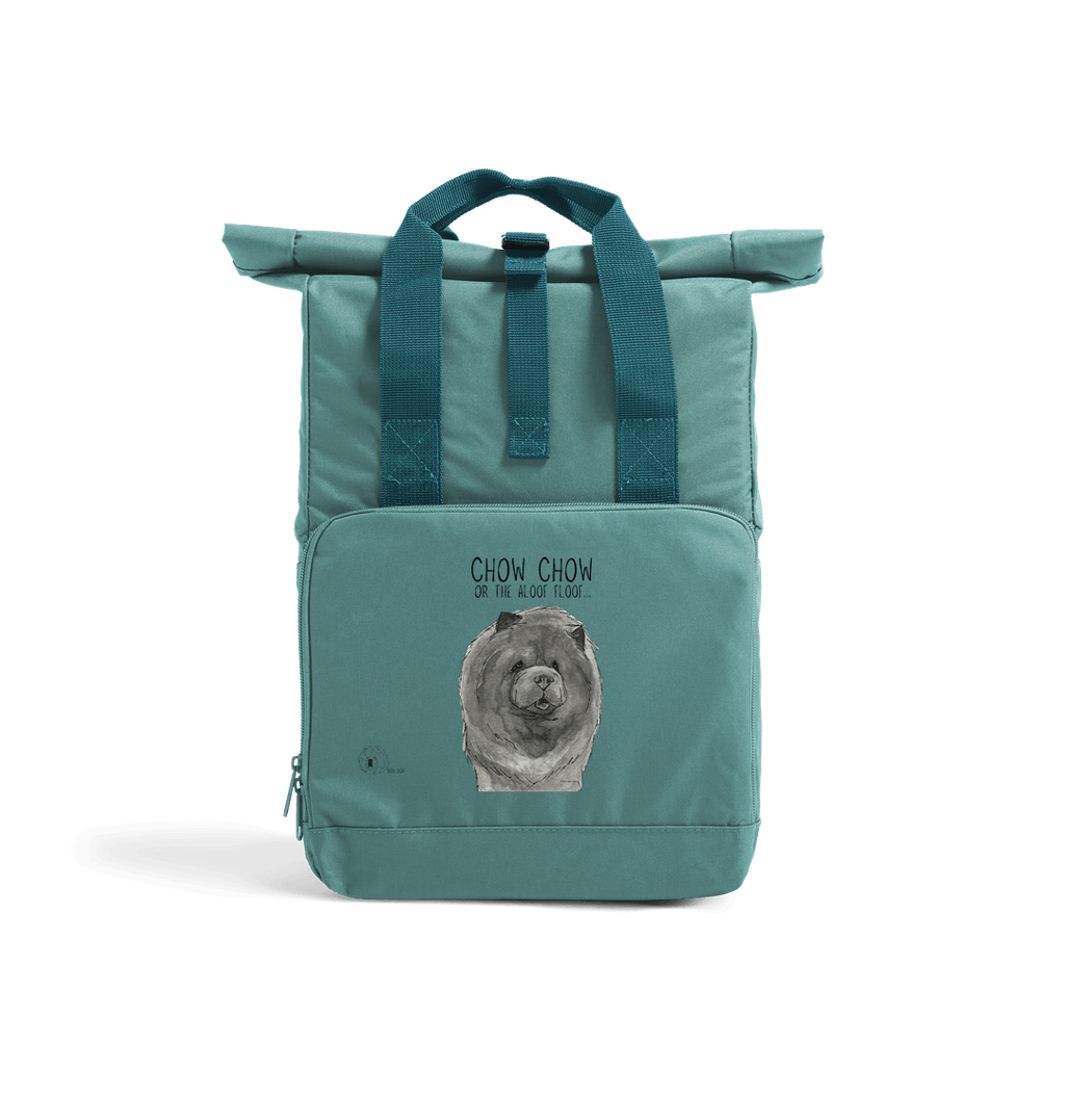 Blue Chow Chow Chic: Aloof Floof Roll-Top Backpack