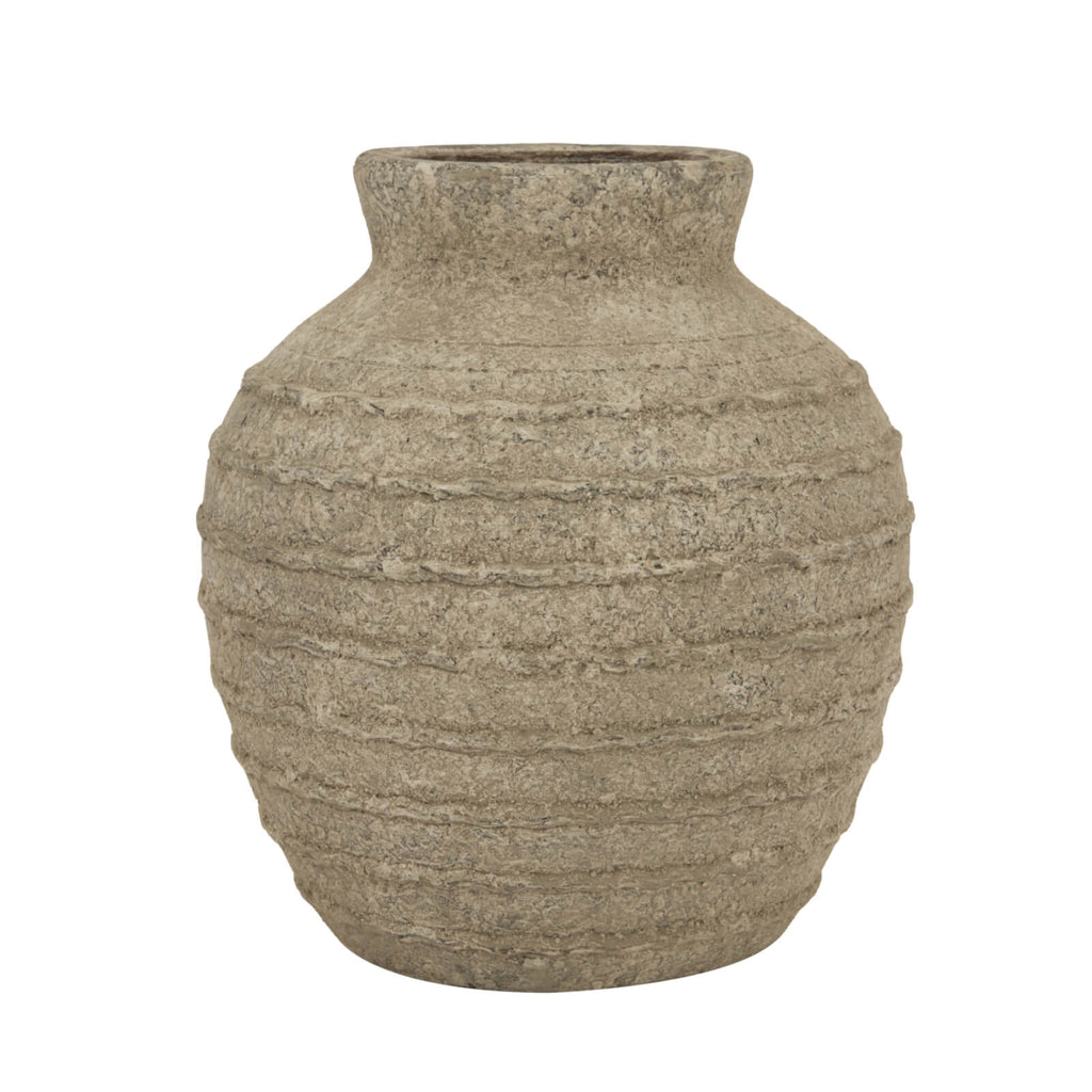 Grey ceramic vase from Tuscan collection, minimalist matte finish, 26cm tall, versatile home decor centerpiece by Sostter at brixbailey.com